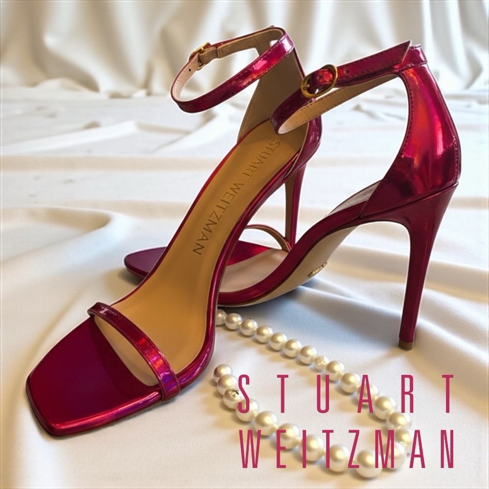 Stuart Weitzman Nudistcurve Size 9 Stiletto Heels Iridescent Orchid Pink